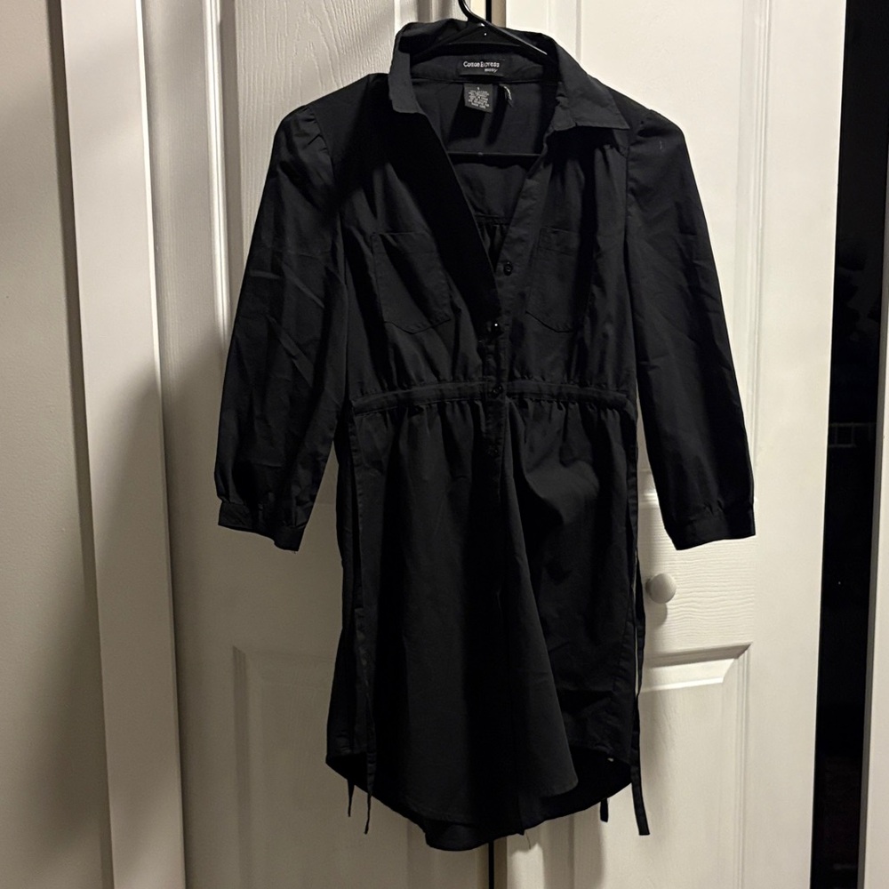 Cotton Express Black Collared Dress/tunic shirt